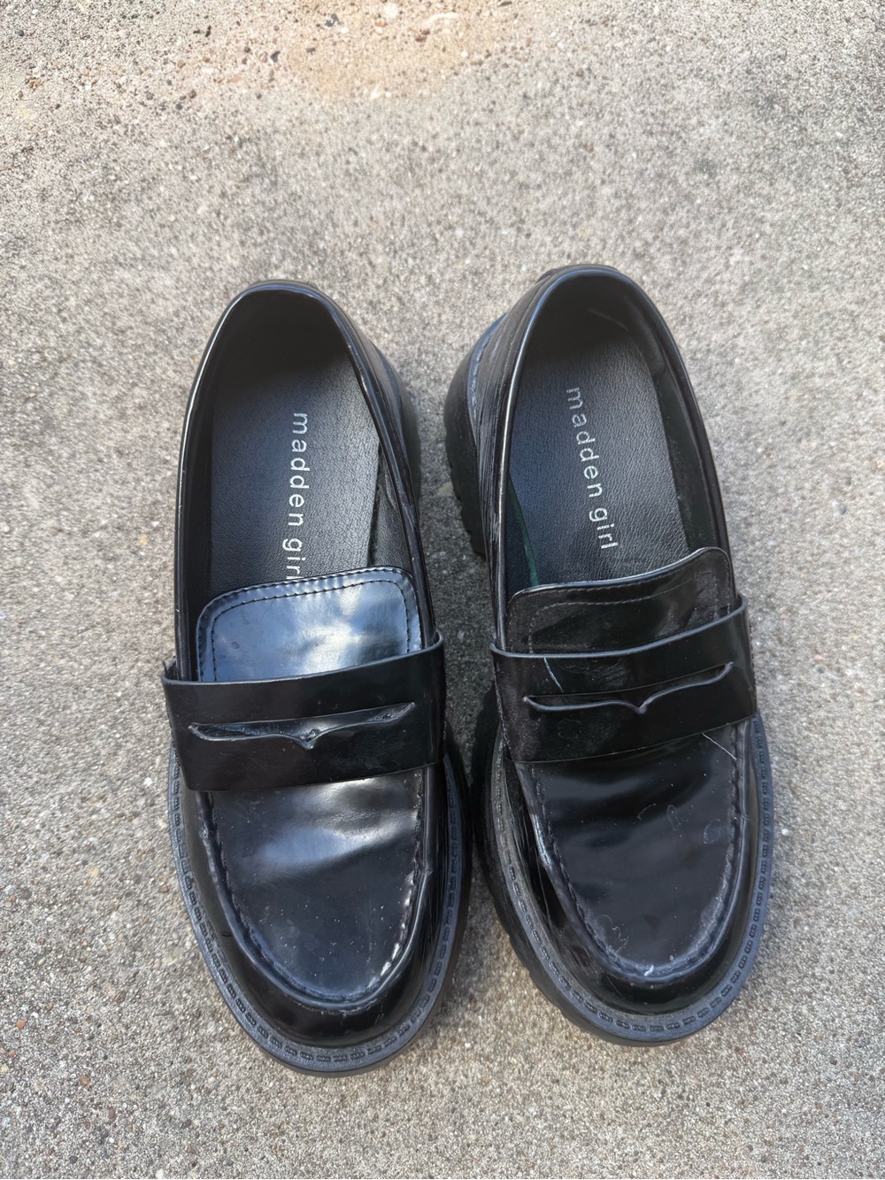 Madden Girl Black Patent Penny Loafers